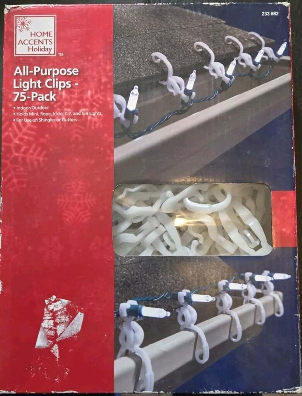 NEW HOME ACCENTS HOLIDAY 75 PACK ALL-PURPOSE LIGHT CLIPS
